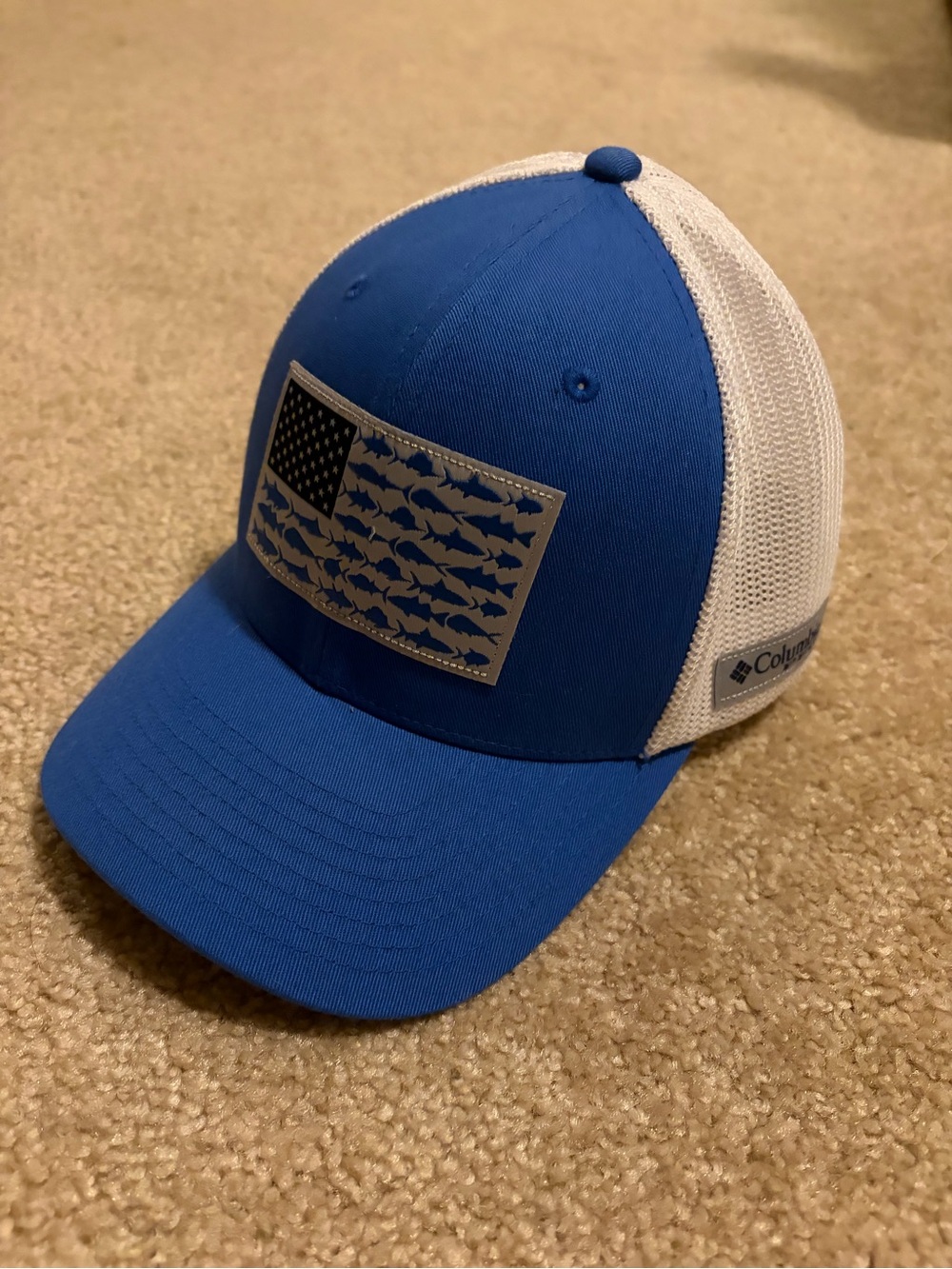 Columbia Blue and Black Trucker Cap with White Mesh